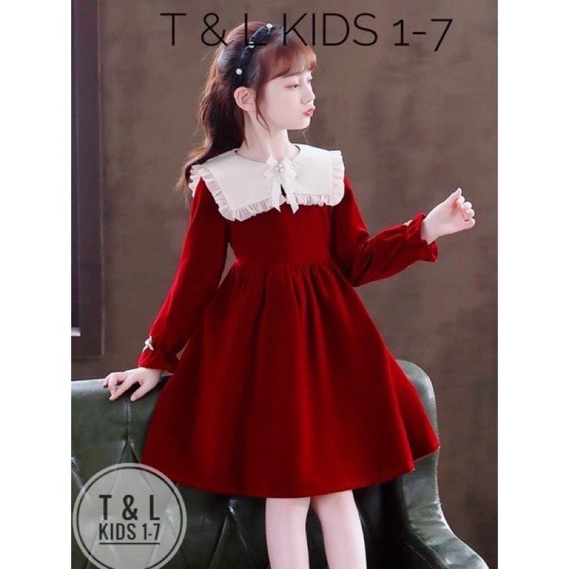 VÁY NHUNG ĐỎ BG CỔ THỦY THỦ VIỀN BÈO