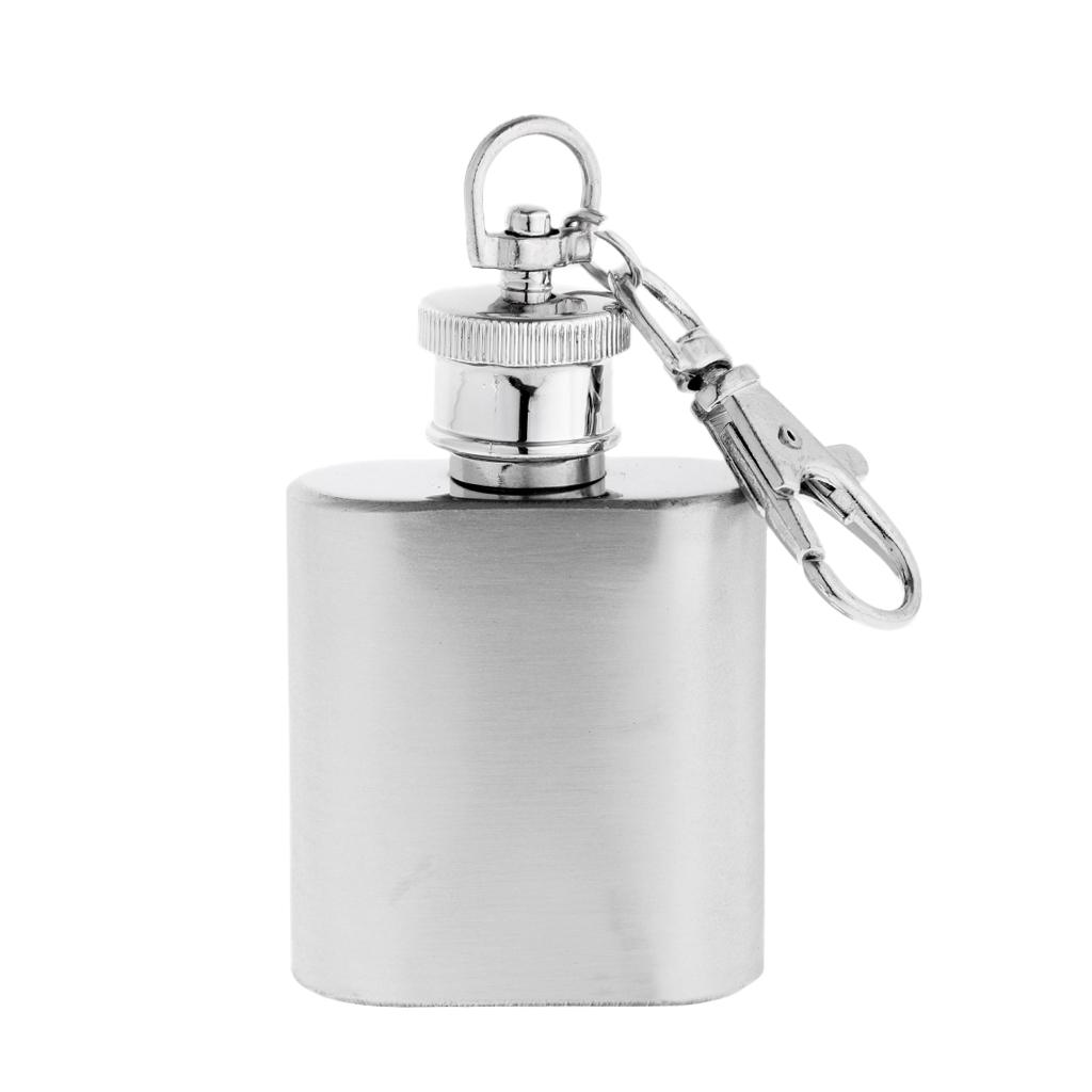 Mini Pocket Hip Flask Key Keychain Stainless Steel Liquor Barware 28ml