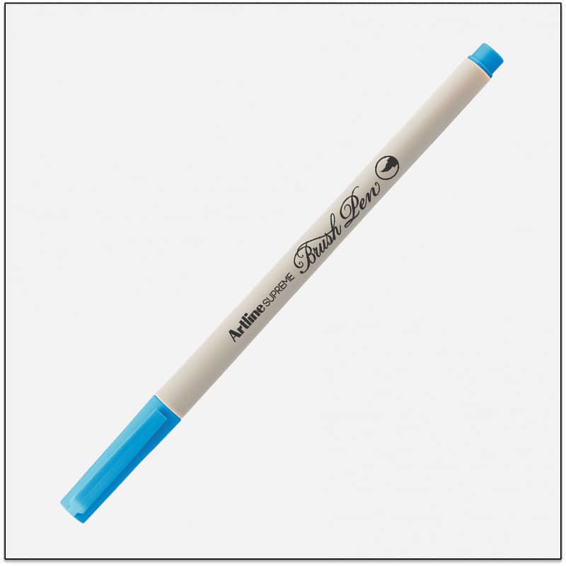 Bút lông đầu cọ viết calligraphy Artline Supreme Brush EPFS-F - Màu xanh dương sáng (Bright Blue)