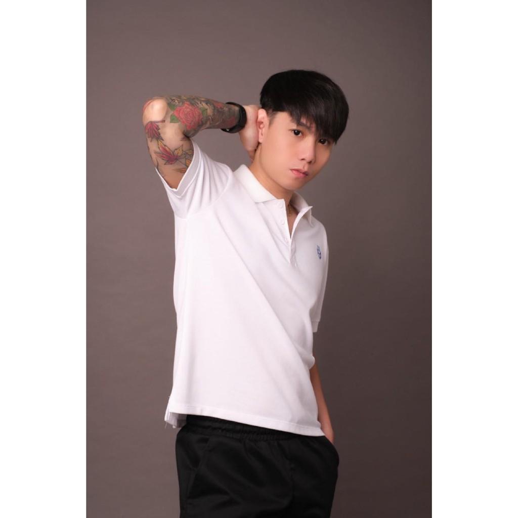 Áo thun Polo Nam Cao cấp in họa tiết Basic, Form Slim fit Màu TRẮNG