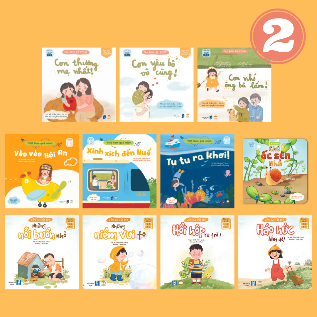 Set 11 cuốn Sách Cho Bé 2 Tuổi (Bộ Gia Đình Bé Bỏng, Cảm Xúc Của Con, Việt Nam Quê Mình, Chú Ốc Sên Nhỏ) - Truyện Tranh Cho Trẻ 2 Tuổi