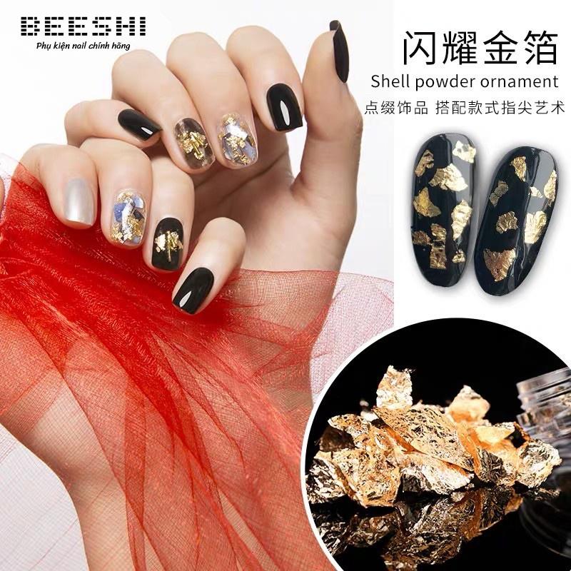 Giấy bạc nail, giấy nhún trang trí móng set 12 ô-beeshi shop nail