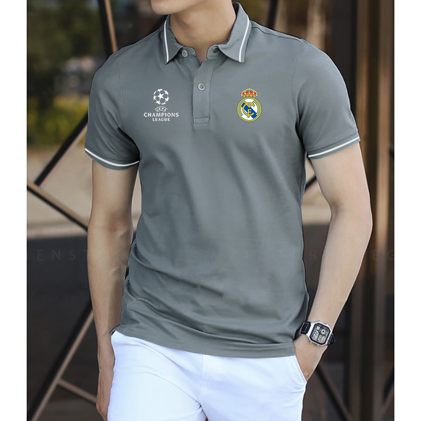 Áo polo Real Madrid vải polo cá sấu không xù lông - Áo thun nam có cổ đầy đủ size Gokis shop