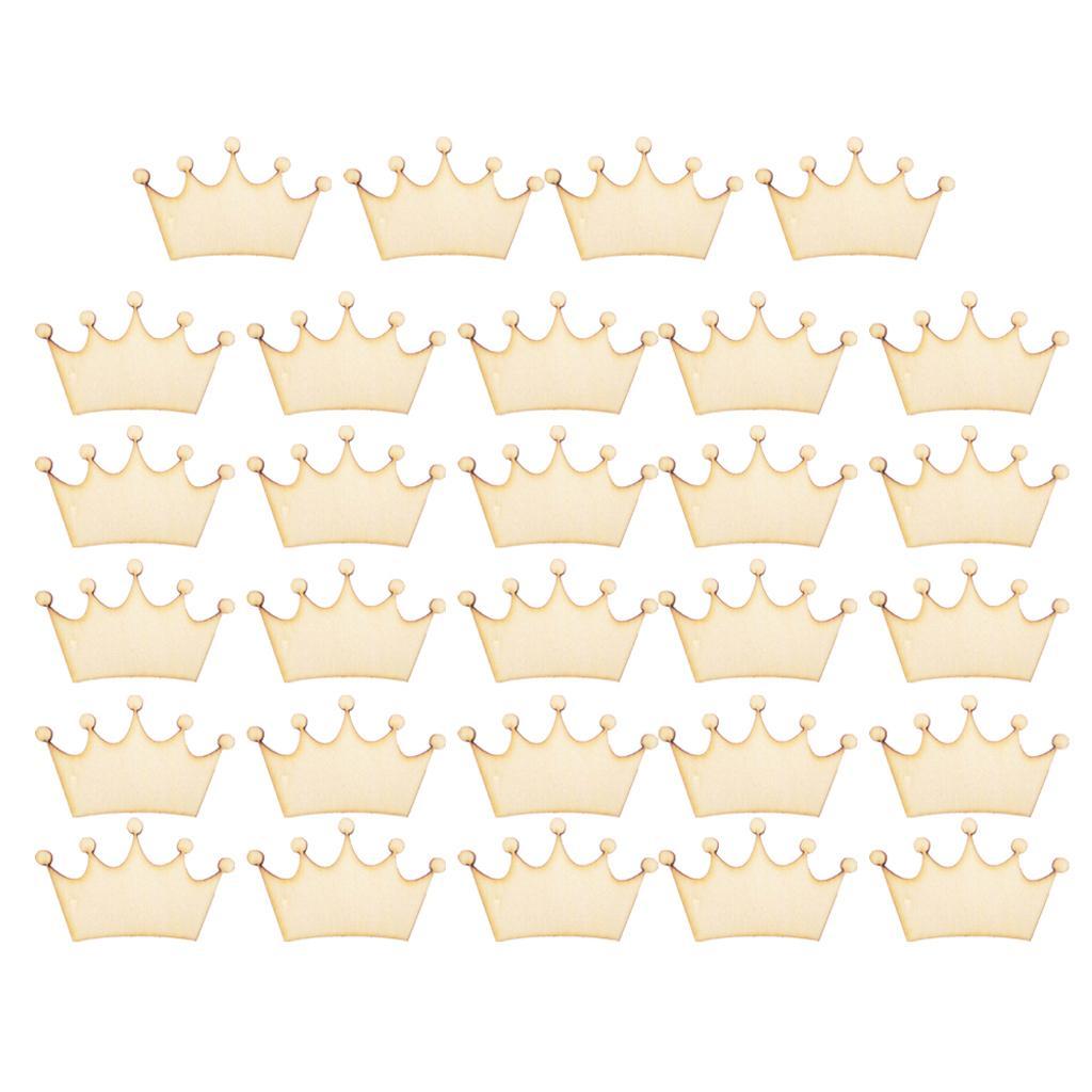 4-5pack 24 Pieces Unfinished Crown Shape Wooden Pieces DIY Craft Embellishments