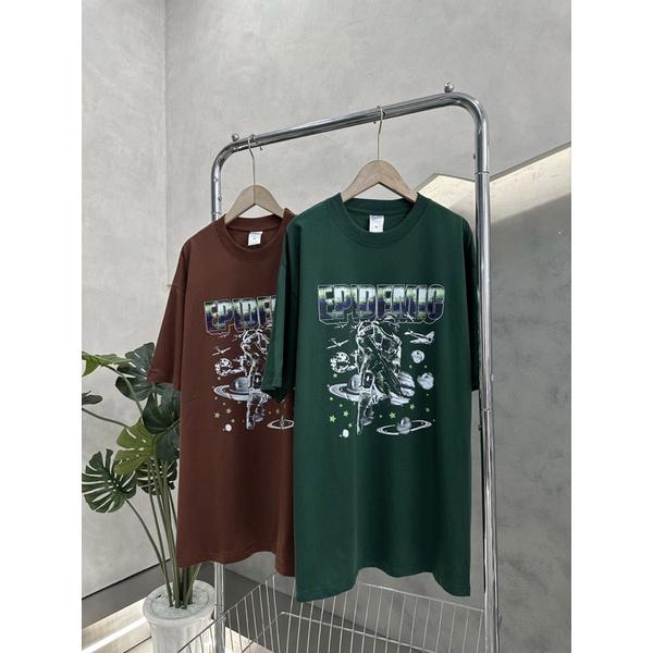 Áo thun cotton áo tay lỡ in hoạ tiết đỏ xanh ve chai EPIDEN