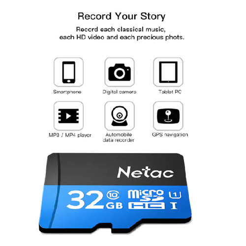 Thẻ Nhớ Class 10 Micro SDHC Netac 32Gb - Hàng Chính Hãng