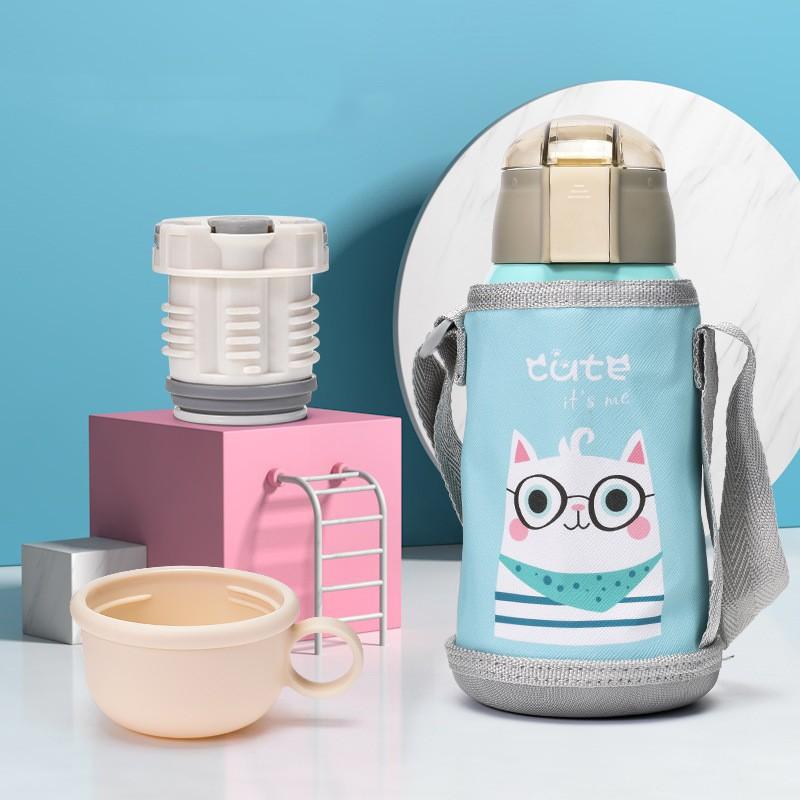 Bình Giữ Nhiệt Nóng Lạnh Hiển Thị Nhiệt Độ, Có Ống Hút, túi đựng Cho Bé