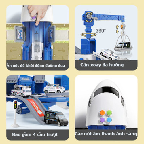 Bộ đồ chơi máy bay biến dạng, tặng kèm 4 oto hợp kim