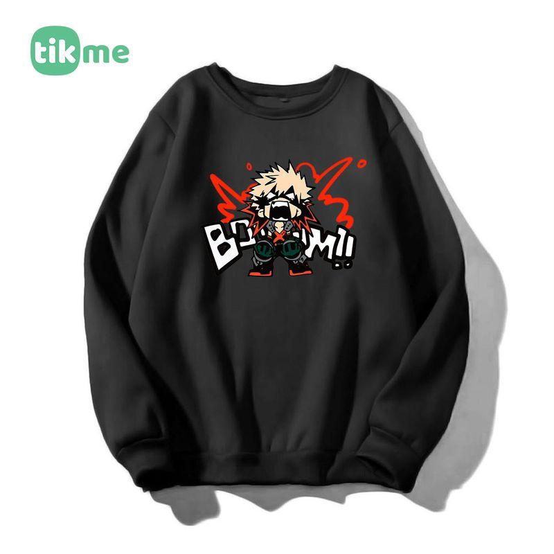 Áo nỉ sweater dáng rộng My Hero Academia Katsuki Bakugo size XS-2XL