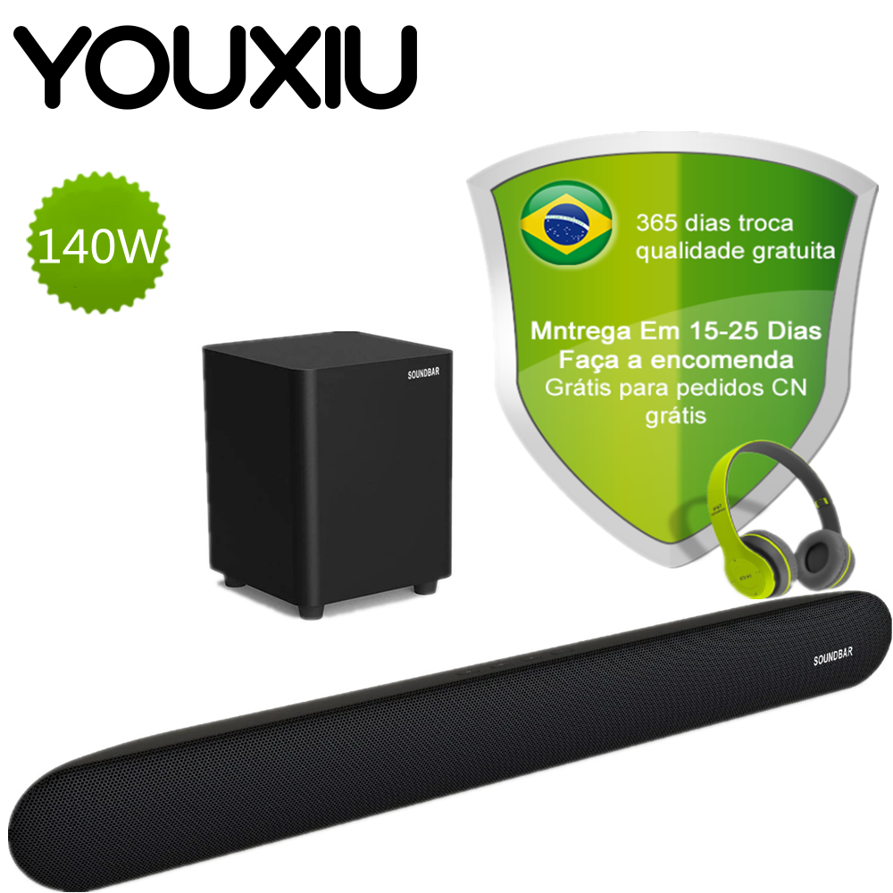 140W TV Soundbar Home Nhà hát Hệ thống âm thanh 2.1bluetooth Loa hỗ trợ quang học âm thanh âm thanh âm thanh đồng trục Subwater cho TV Color: 140W Woofer Size/Full-Range Size: AU Plug