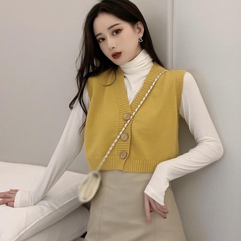 Áo dệt kim không tay cổ chữ V dành cho phái đẹp