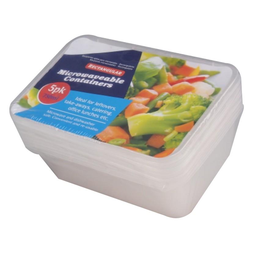 Hộp Nhựa Chữ Nhật Dung Tích 750ml 5 Cái UBL KS0277