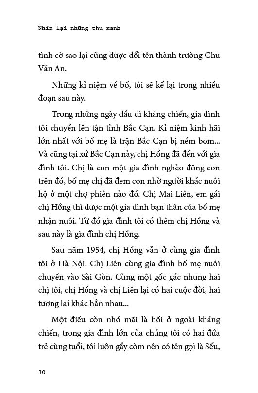 Nhìn lại những thu xanh - Hồi ký Ngô Huy Cẩn, Trần Lưu Vân Hiền - Sách gây quỹ từ thiện cho Quỹ Trò Nghèo Vùng Cao
