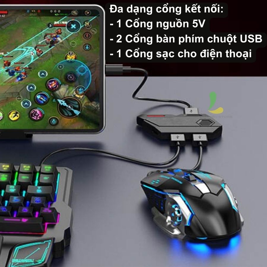 Bộ chuyển đổi chơi game MIX LOTA PRO - Thiết bị hỗ trợ phím chuột kết nối điện thoại hỗ trợ hệ điều hành Android