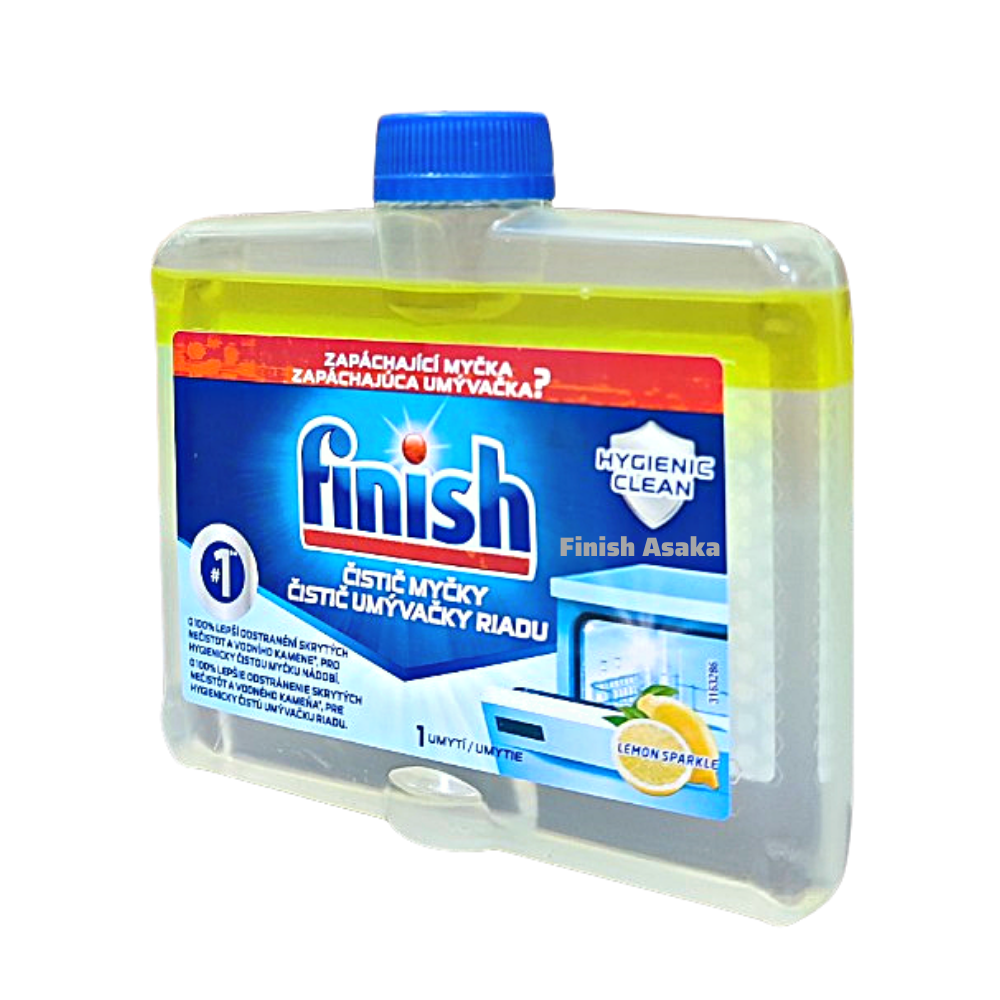 Combo Vệ sinh máy rửa bát Finish: Dung dịch vệ sinh chai 250ml, Viên Treo khử mùi hôi trong máy rửa bát - Chính Hãng.