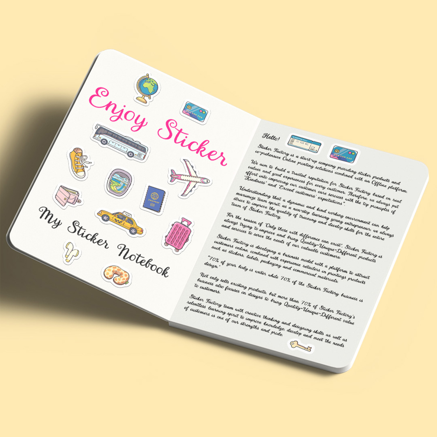 ES24 Time To Travel Enjoy sticker sheet hình dán chống thấm nước Made in Vietnam Sticker Factory