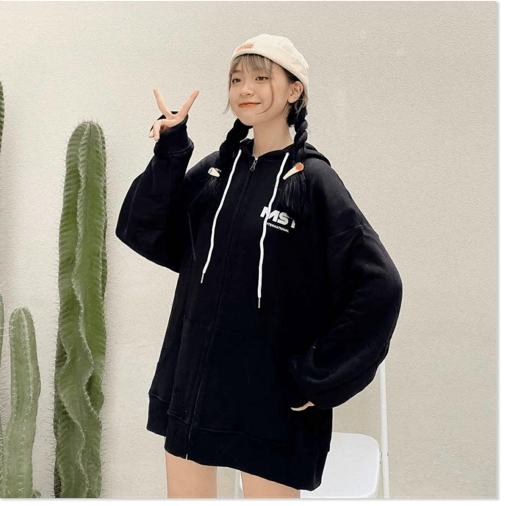 ÁO KHOÁC NỈ DÂY KHOÁ KÉO, ÁO KHOÁC HOODIES NỮ CHẤT THUN NỈ MỀM CÓ NÓN PHỐI CHỮ IN SIÊU HOT