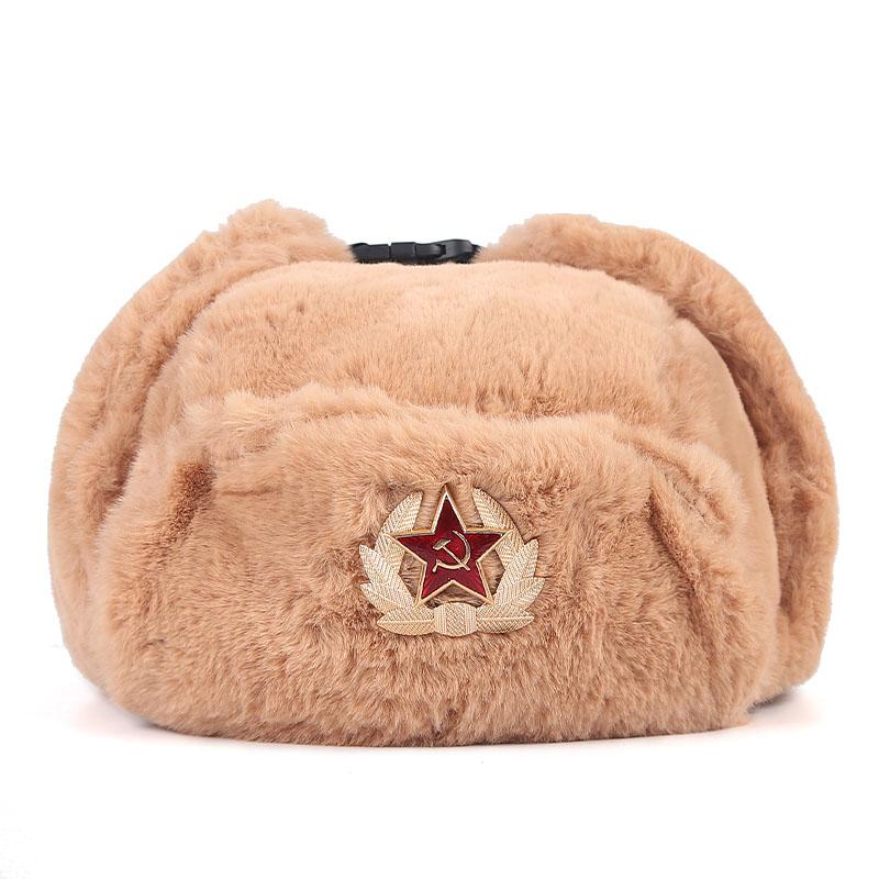 2021 Ushanka Phi Công Máy Bay Ném Bom Mũ Ấm Áp Bộ Lông Mùa Đông Huy Hiệu Liên Xô Nón Nữ Bẫy Bắt Trooper Mũ QUÂN ĐỘI NGA Earflap Mặt Nạ Tuyết mũ Lưỡi Trai