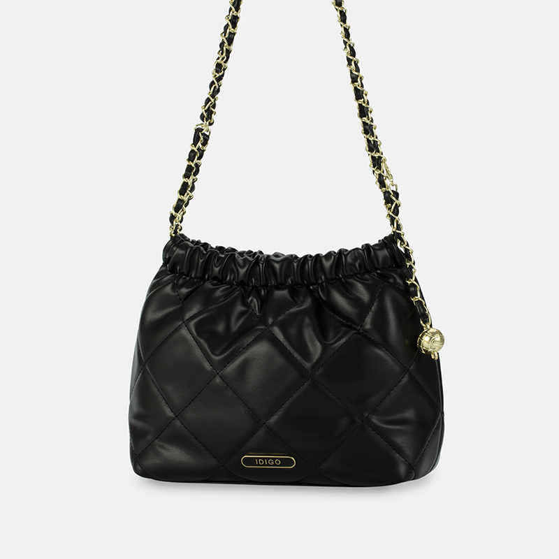 Túi đeo vai đi chơi nữ phom mềm chần trám phối dây xích IDIGO FB2-3394