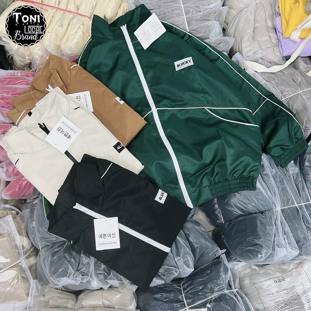 Áo Khoác Dù Mero thêu 4LUCKY phối Line 2 lớp nam nữ form rộng Unisex