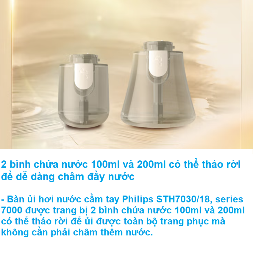 Bàn là hơi nước cầm tay 2 trong 1 Philips STH7030/18 Series 7000 công suất 1500W - Hàng Nhập Khẩu