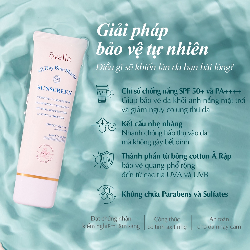 Kem Chống Nắng Dưỡng Da OVALLA Bảo Vệ Toàn Diện Giúp Nâng Tông Da SPF50+/PA++++ (Tuýp 50ml)