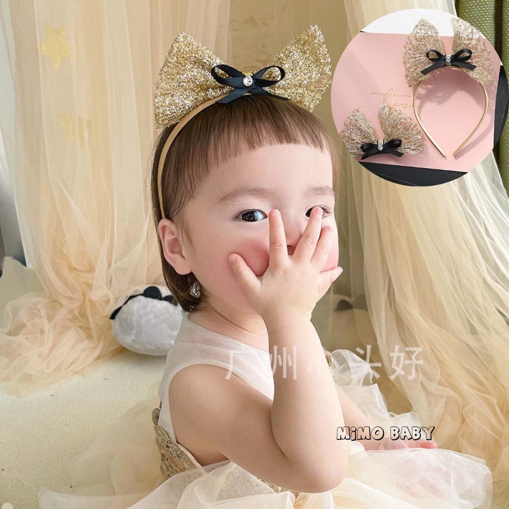 Bờm, kẹp tóc nơ vàng lấp lánh Mimo Baby cho bé gái BD08