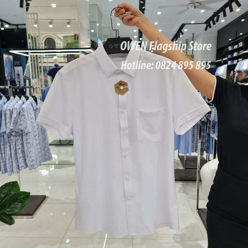 OWEN - Sơ mi trắng cộc tay dáng Regularfit VẠT TÔM Mã AR22325N2, AR90779N1