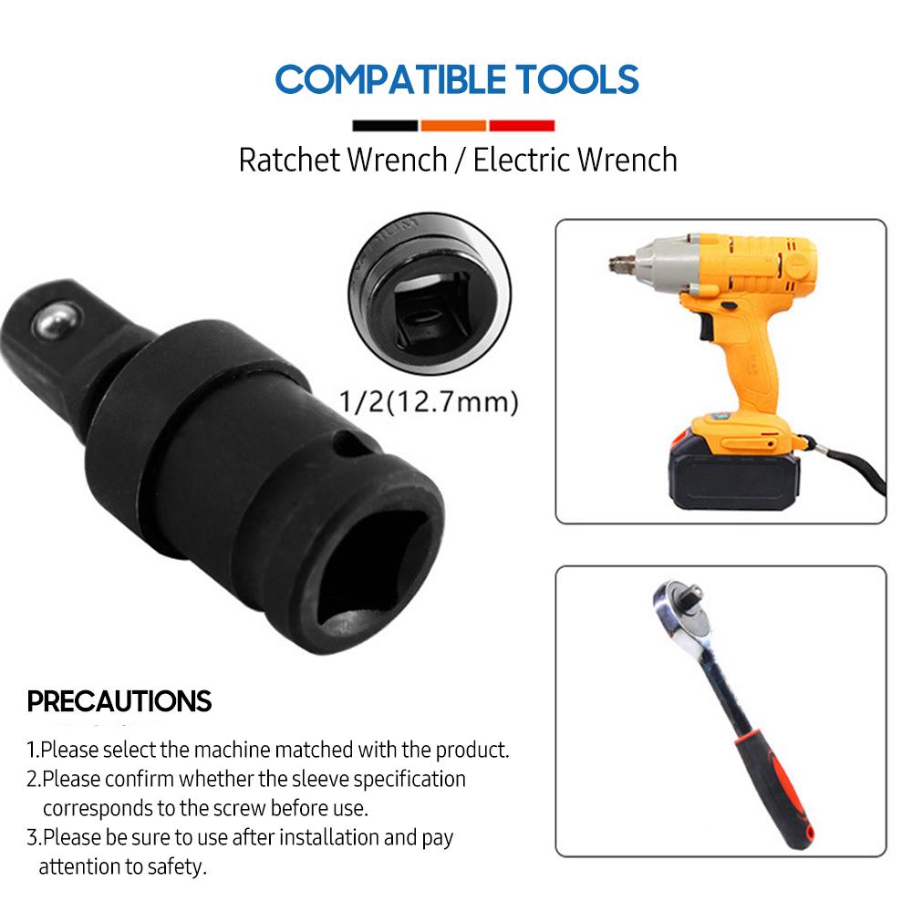 Electric Wrench Adapter 1/2-Inch Carbon Steel Adapter 360 Degrees Rotatable Sockets Adapter for Ratchet Wrenches and Electric Wrenches