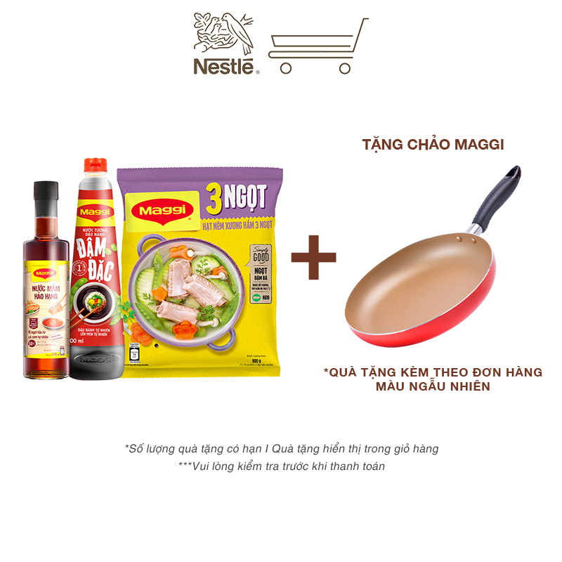 Combo mặn Maggi 1: 1 Hạt nêm heo 900g + 1 Nước mắm hảo hạng 490ml + 1 Nước tương đậm đặc 700ml