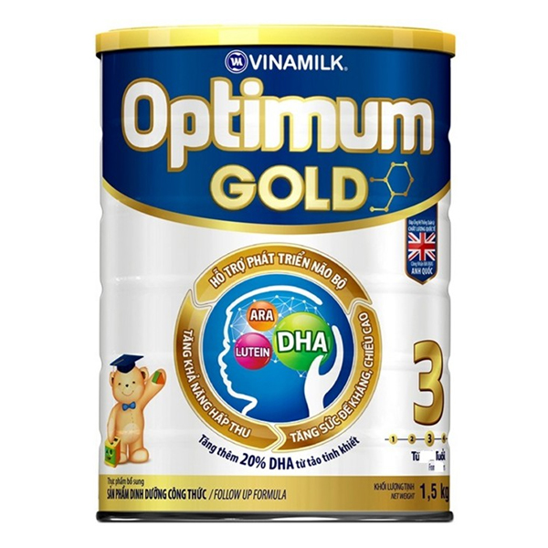 Sữa Bột Vinamilk Optimum Gold 3 Dành Cho Bé Từ 1-2 Tuổi - Hộp Thiếc 1500g