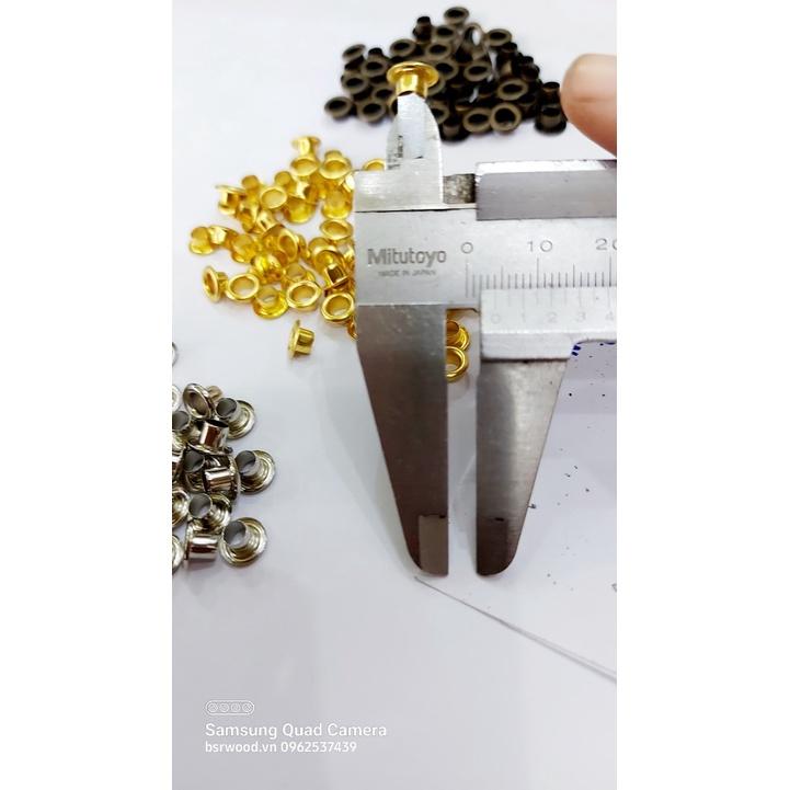Khoen ore mắt cáo 4mm Bằng Thau không gỉ Màu bạc, vàng, đen, đồng Khuy mắt cáo bấm vải, quần áo, túi xách, đồ da