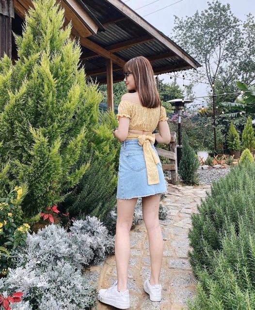 CROPTOP HOA NHÍ RÃ NGỰC THẮT NƠ LƯNG