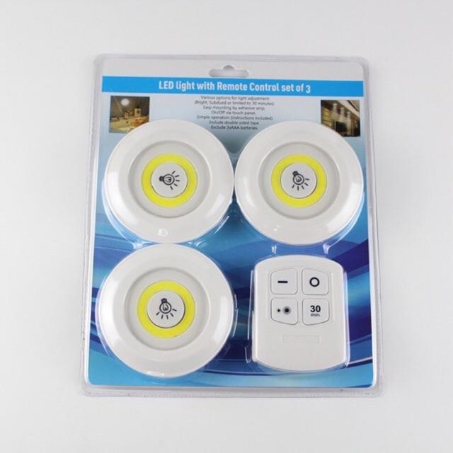 BỘ 3 ĐÈN LED THÔNG MINH CÓ ĐIỀU KHIỂN, GẮN TƯỜNG,TỦ