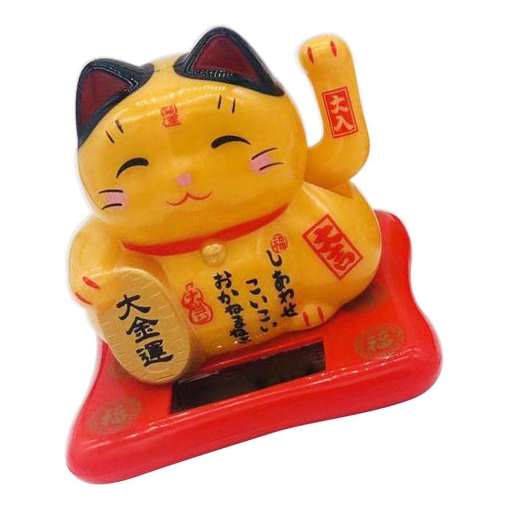 Fortune Welcoming Waving Cat Home Display Solar Dancing Figurine Car Decor