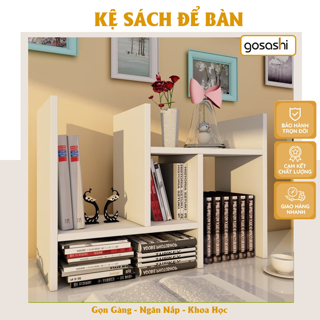 Kệ Sách Để Bàn Nhỏ Gọn, Tuỳ Chỉnh Kiểu Dáng, Phong Cách Tối Giản, Dễ Lắp Đặt Và Di Chuyển, Phủ Melamine Chống Nước, Dễ Vệ Sinh Thương HiệuGosashi-KSDB