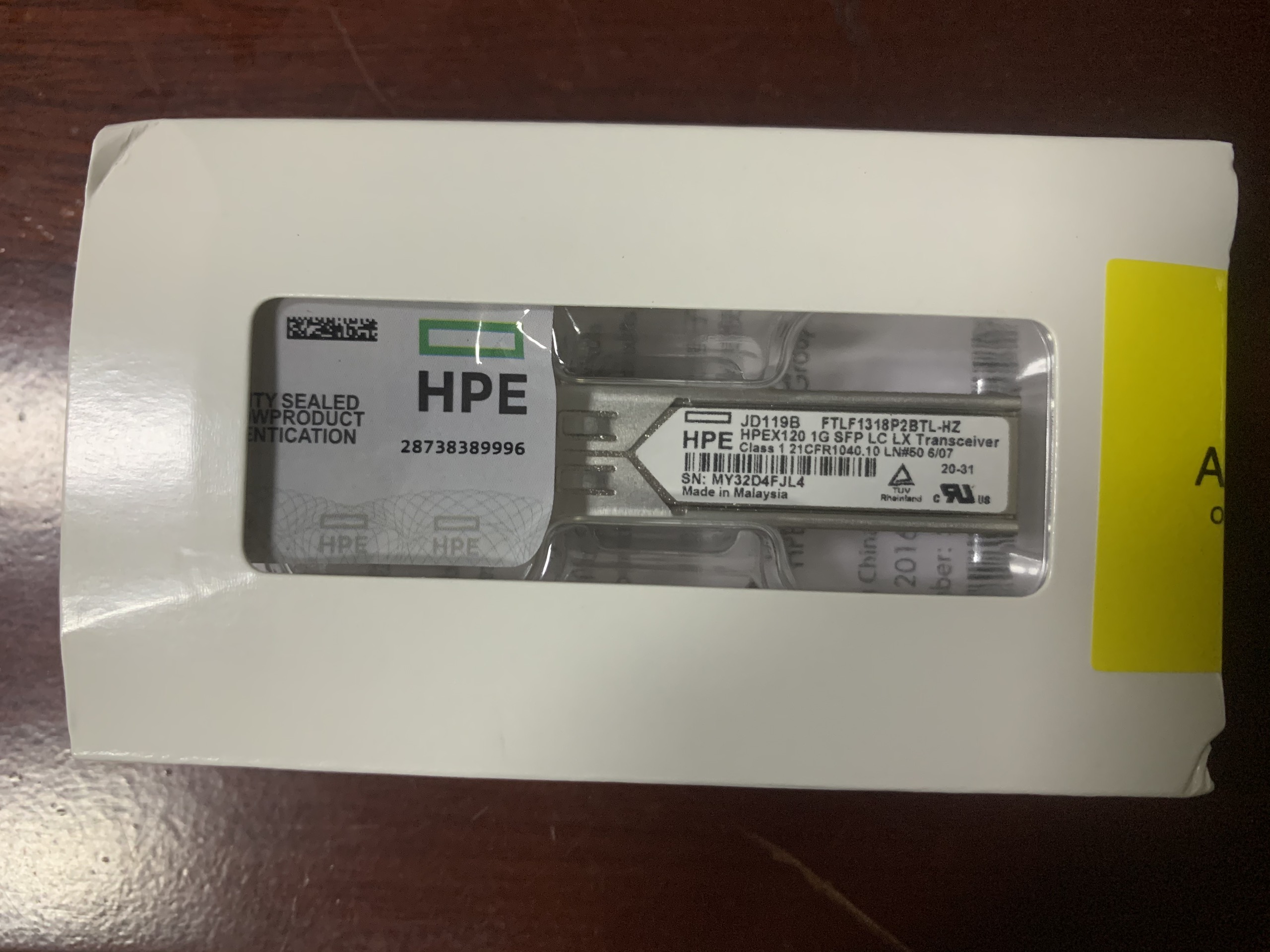 Mô đun quang JD119B HPE X120 1G SFP LC LX Transceiver, 1310nm 10km dual LC hàng nhập khẩu