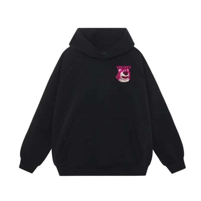 Áo hoodie nỉ bông nam nữ form rộng ĐẦU GẤU DÂU mũ 2 lớp trơn basic, Áo khoác hoodie ulzzang tay bồng phong cách Hàn Quốc