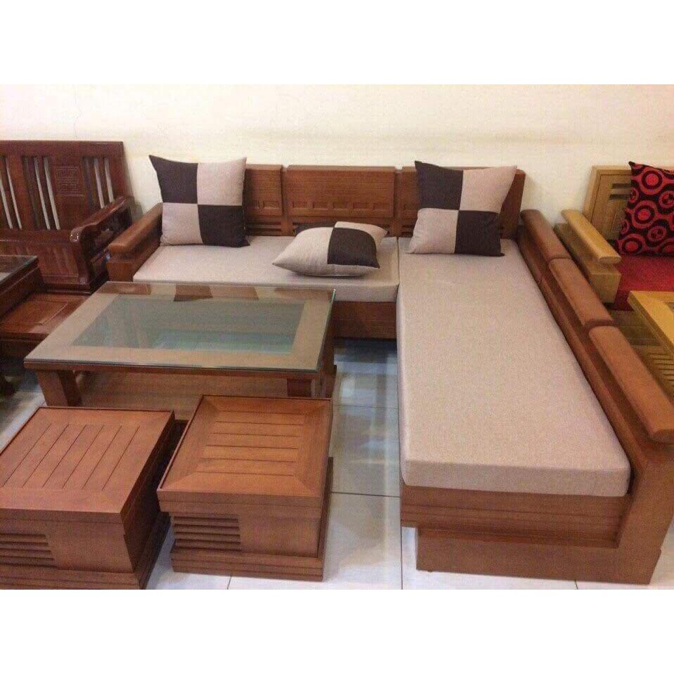 Bộ bàn ghế sofa trứng góc gỗ sồi