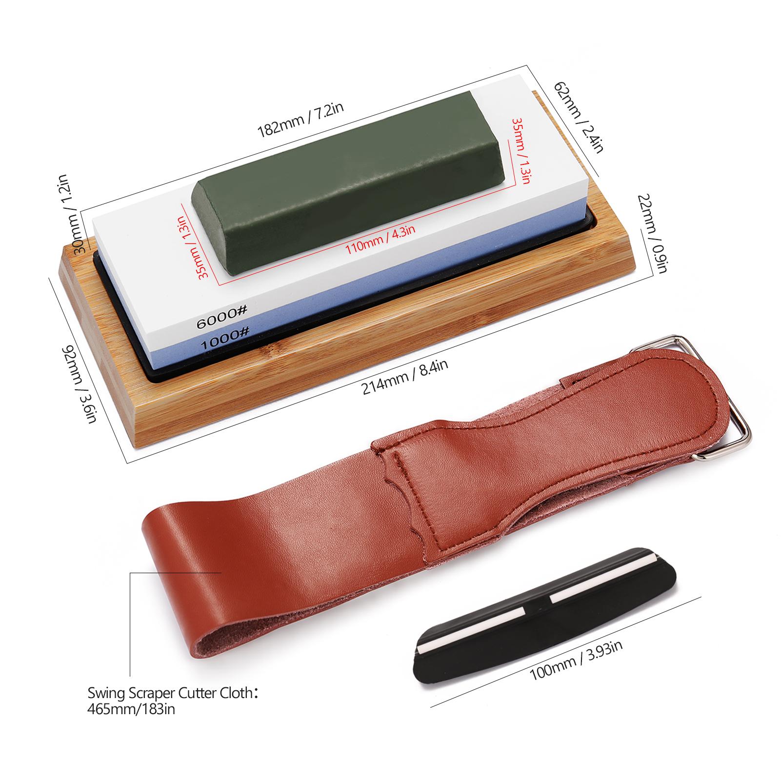 1000#/6000# Premium Whetstone Cut Sharpening Stone Set Sharpener for All Blade Non Slip Base Cutter Sharpener