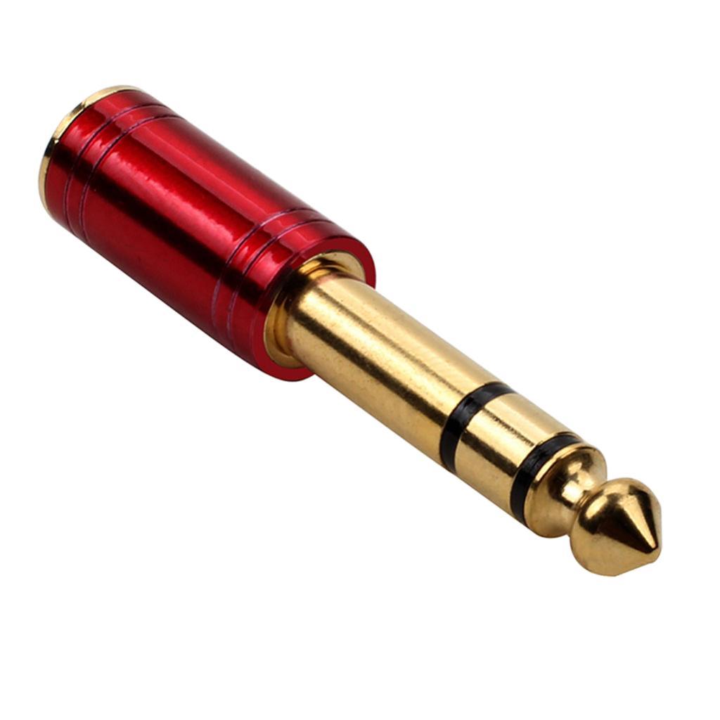 Metal 3.5mm Female to 6.5 Male Audio Stereo Headset Adapter Converter Red