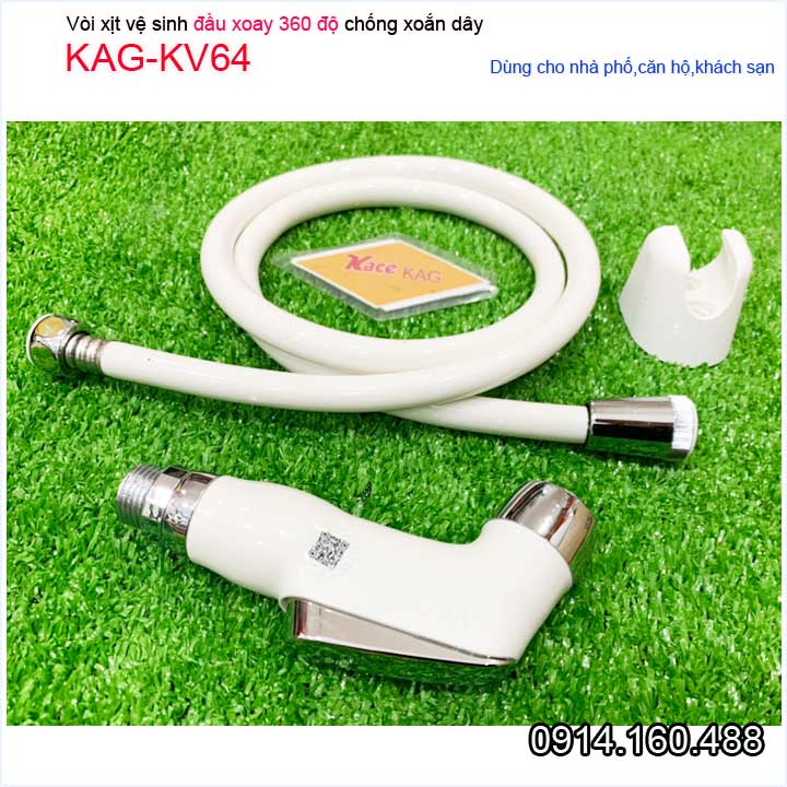 Vòi xịt vệ sinh viglacera KAG-KV64 xoay 360 độ chống xoắn dây và vòi rửa chịu áp lực mạnh chung cư nhà cao tầng siêu bền sử dụng tốt