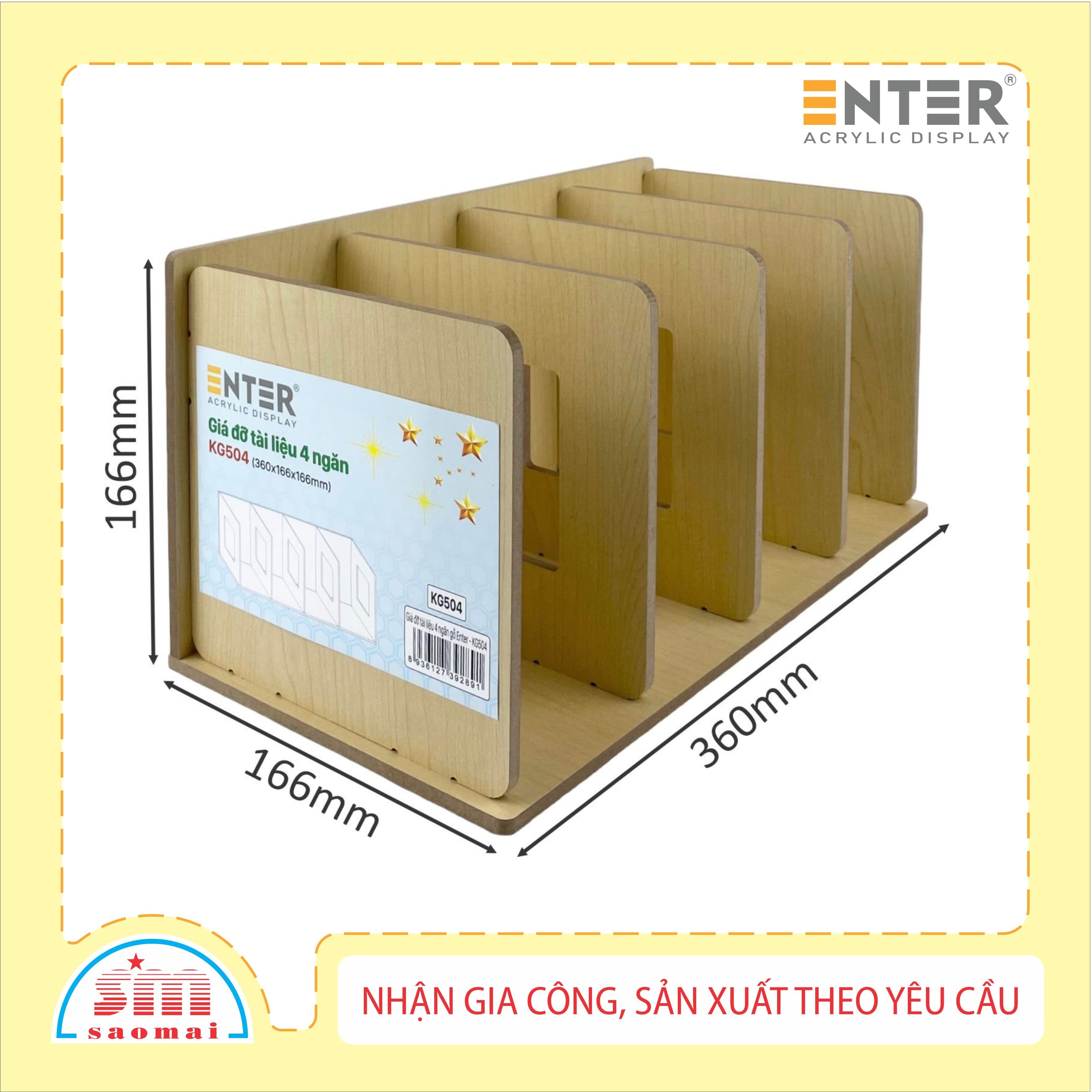 Giá đỡ tài liệu 4 ngăn gỗ Enter KG504 360x166x166mm