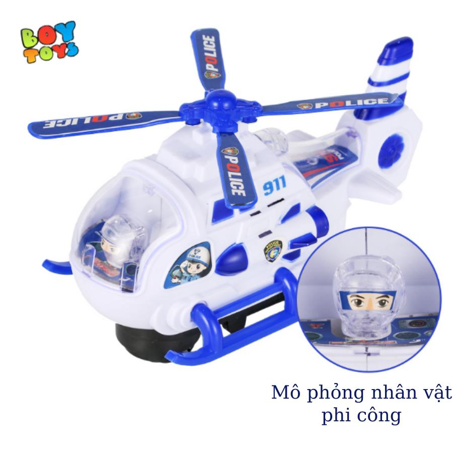 Đồ chơi máy bay trực thăng cảnh sát có nhạc và đèn, tránh vật cản thú vị cho bé