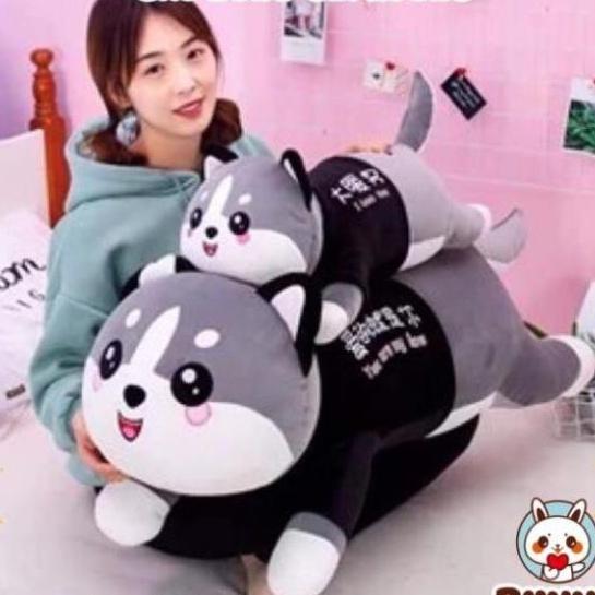 Gấu Bông Mèo Bi Xám size 1m1/1m4, Gấu Ôm Mèo Husky Mèo Bông Siêu To Khổng Lồ Siêu Êm Mịn 