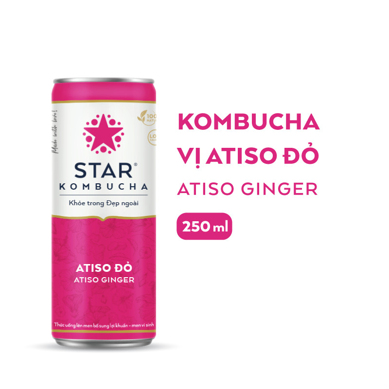 Lốc 6 lon thức uống lên men STAR KOMBUCHA Atiso đỏ / Atiso Ginger (250ml/lon)