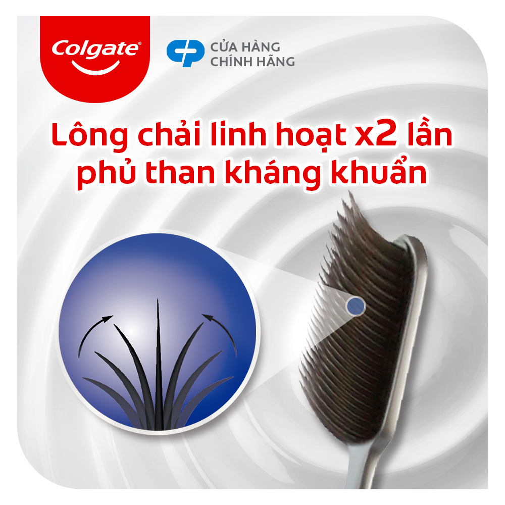 Bộ 4 bàn chải Colgate than hoạt tính kháng vi khuẩn Slimsoft Flex Clean Charcoal nguyên khối