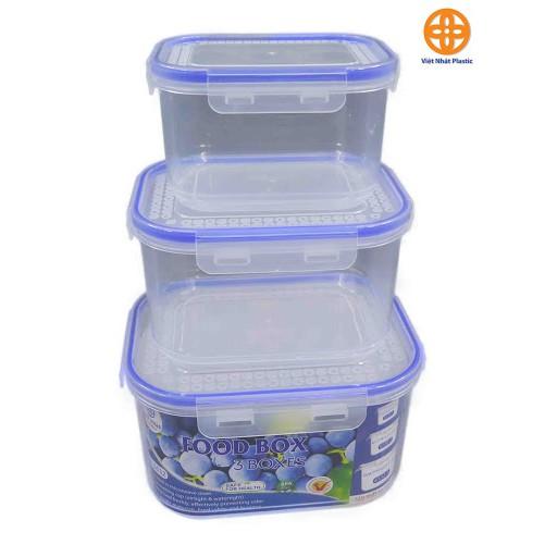 Bộ 3 Hộp nhựa hàng Việt Nhật 6532 đựng thực phẩm an toàn