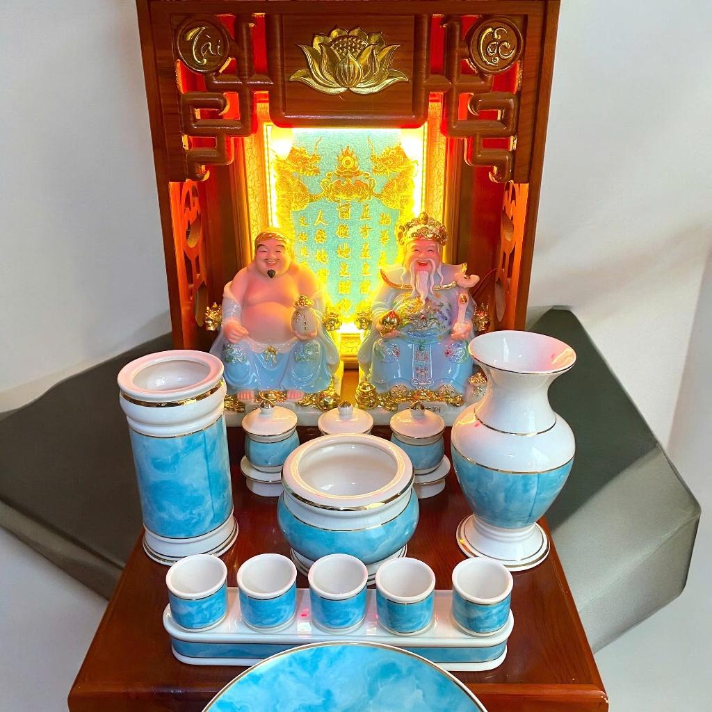 Set ban thờ thần tài tài lộc xanh ngọc RỒNG VIỆT, Bộ thần tài đầy đủ cho gia chủ mệnh mộc, thuỷ