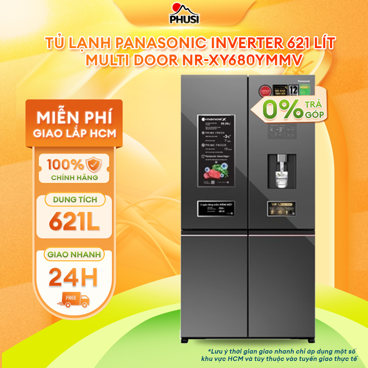 Tủ lạnh Panasonic Inverter 621 lít PRIME+ Edition Multi Door NR-XY680YMMV - Hàng Chính Hãng - Giao HCM